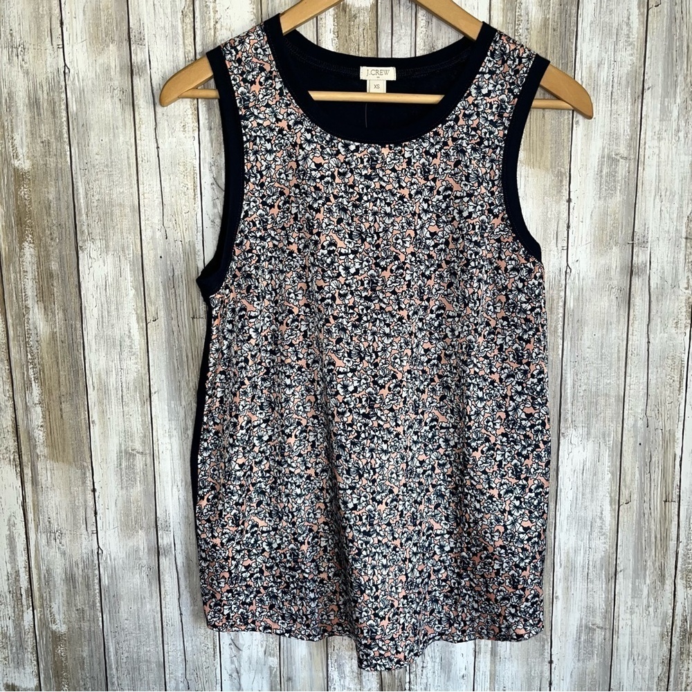 J.Crew Floral Tank Top NWT XS Navy Pink Sleeveless Lightweight Summer Top